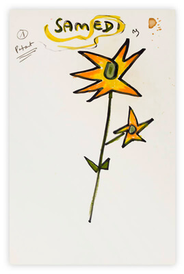 Samedi - fleur dessinée de Jacques Prévert